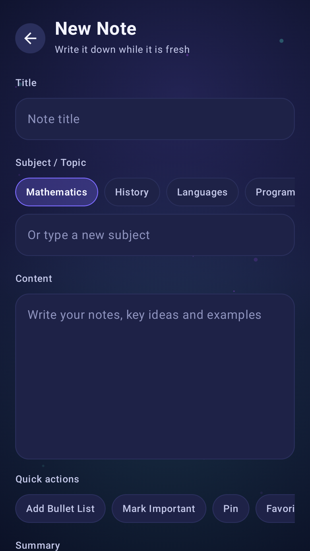 NoteWise Journal note editor